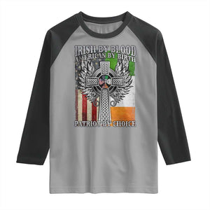 Irish Americans Raglan Shirt Irish By Blood American By Birth Patriot By Choice Celtic Cross TS11 Sport Gray Black Print Your Wear