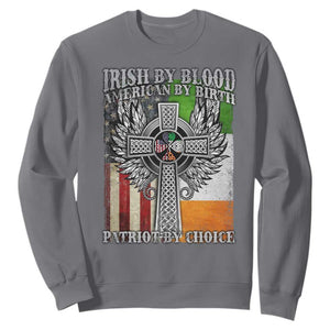 Irish Americans Sweatshirt Irish By Blood American By Birth Patriot By Choice Celtic Cross TS11 Charcoal Print Your Wear