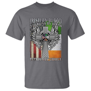 Irish Americans T Shirt - Irish By Blood American By Birth Patriot By Choice Celtic Cross Tee TS11 Charcoal Print Your Wear