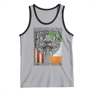 Irish Americans Tank Top Irish By Blood American By Birth Patriot By Choice Celtic Cross TS11 Athletic Heather Black Print Your Wear