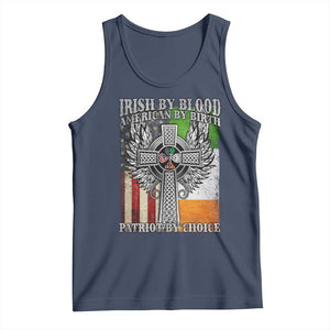 Irish Americans Tank Top Irish By Blood American By Birth Patriot By Choice Celtic Cross TS11 Navy Print Your Wear