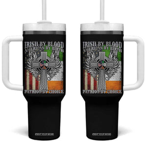 Irish Americans Tumbler With Handle Irish By Blood American By Birth Patriot By Choice Celtic Cross TS11 One Size: 40 oz Black Print Your Wear