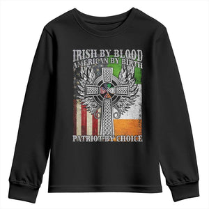 Irish Americans Youth Sweatshirt Irish By Blood American By Birth Patriot By Choice Celtic Cross TS11 Black Print Your Wear