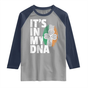 Funny Irish It's In My DNA Raglan Shirt Ireland Fingerprint Flag TS11 Sport Gray Navy Print Your Wear