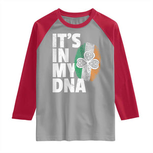 Funny Irish It's In My DNA Raglan Shirt Ireland Fingerprint Flag TS11 Sport Gray Red Print Your Wear
