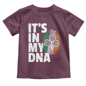Funny Irish It's In My DNA Toddler T Shirt Ireland Fingerprint Flag TS11 Maroon Print Your Wear