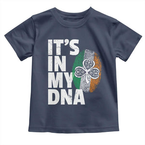 Funny Irish It's In My DNA Toddler T Shirt Ireland Fingerprint Flag TS11 Navy Print Your Wear