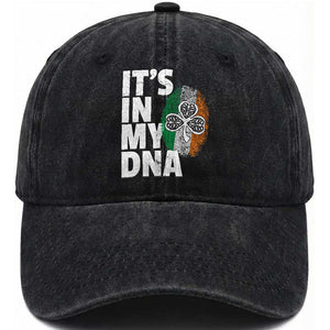 Funny Irish It's In My DNA Washed Cotton Baseball Cap Ireland Fingerprint Flag TS11 Print Your Wear
