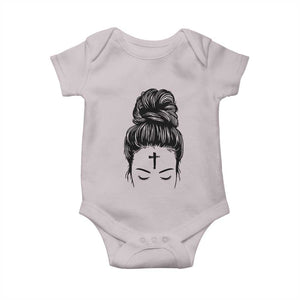 Ash Wednesday Messy Bun Ashes Cross Christian Religious Baby Onesie TS11 Ice Gray Print Your Wear