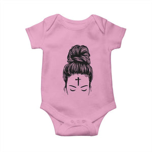 Ash Wednesday Messy Bun Ashes Cross Christian Religious Baby Onesie TS11 Light Pink Print Your Wear