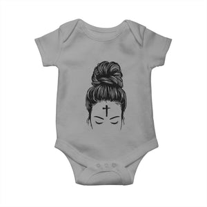 Ash Wednesday Messy Bun Ashes Cross Christian Religious Baby Onesie TS11 Sport Gray Print Your Wear