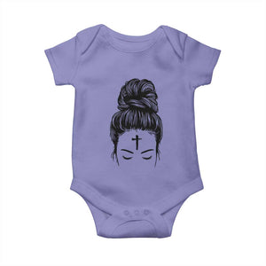 Ash Wednesday Messy Bun Ashes Cross Christian Religious Baby Onesie TS11 Violet Print Your Wear