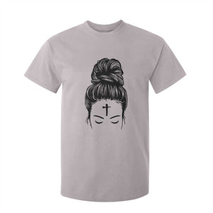 Ash Wednesday Messy Bun Ashes Cross Christian Religious T Shirt For Kid TS11 Ice Gray Print Your Wear