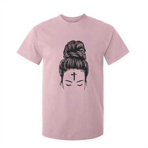 Ash Wednesday Messy Bun Ashes Cross Christian Religious T Shirt For Kid TS11 Light Pink Print Your Wear