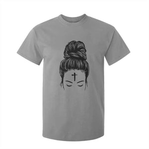 Ash Wednesday Messy Bun Ashes Cross Christian Religious T Shirt For Kid TS11 Sport Gray Print Your Wear