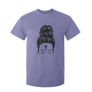 Ash Wednesday Messy Bun Ashes Cross Christian Religious T Shirt For Kid TS11 Violet Print Your Wear