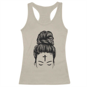 Ash Wednesday Messy Bun Ashes Cross Christian Religious Racerback Tank Top TS11 Sand Print Your Wear