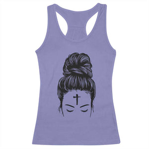 Ash Wednesday Messy Bun Ashes Cross Christian Religious Racerback Tank Top TS11 Violet Print Your Wear