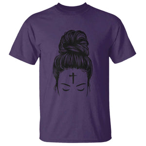 Ash Wednesday Messy Bun Ashes Cross Christian Religious T Shirt TS11 Purple Print Your Wear