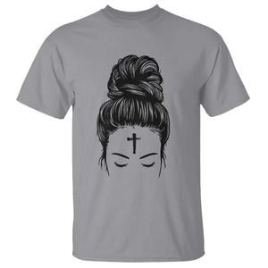 Ash Wednesday Messy Bun Ashes Cross Christian Religious T Shirt TS11 Sport Gray Print Your Wear
