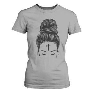 Ash Wednesday Messy Bun Ashes Cross Christian Religious T Shirt For Women TS11 Sport Gray Print Your Wear