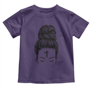 Ash Wednesday Messy Bun Ashes Cross Christian Religious Toddler T Shirt TS11 Purple Print Your Wear