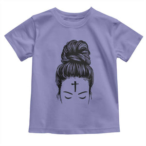 Ash Wednesday Messy Bun Ashes Cross Christian Religious Toddler T Shirt TS11 Violet Print Your Wear