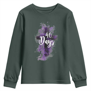 40 Days Christian Religious Youth Sweatshirt Ash Wednesday Ashes Cross TS11 Dark Forest Green Print Your Wear