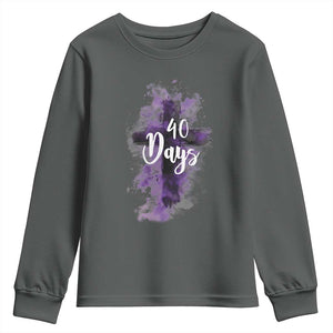 40 Days Christian Religious Youth Sweatshirt Ash Wednesday Ashes Cross TS11 Dark Heather Print Your Wear