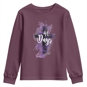 40 Days Christian Religious Youth Sweatshirt Ash Wednesday Ashes Cross TS11 Maroon Print Your Wear