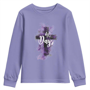 40 Days Christian Religious Youth Sweatshirt Ash Wednesday Ashes Cross TS11 Violet Print Your Wear