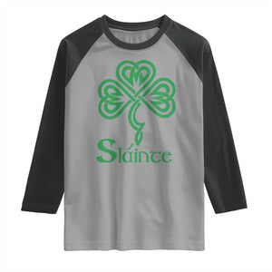 Funny Irish Beer Drinking St Patrick's Day Slainte Raglan Shirt Celtic Shamrock TS11 Sport Gray Black Print Your Wear