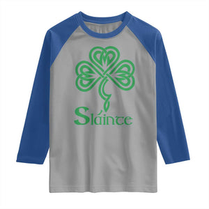 Funny Irish Beer Drinking St Patrick's Day Slainte Raglan Shirt Celtic Shamrock TS11 Sport Gray Royal Print Your Wear