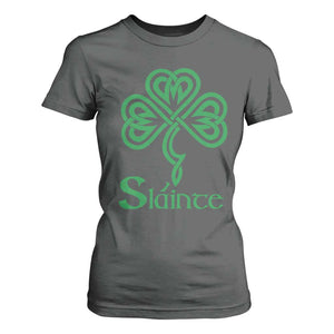 Funny Irish Beer Drinking St Patrick's Day Slainte T Shirt For Women Celtic Shamrock TS11 Dark Heather Print Your Wear