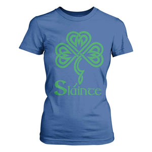 Funny Irish Beer Drinking St Patrick's Day Slainte T Shirt For Women Celtic Shamrock TS11 Royal Blue Print Your Wear