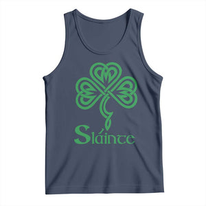 Funny Irish Beer Drinking St Patrick's Day Slainte Tank Top Celtic Shamrock TS11 Navy Print Your Wear