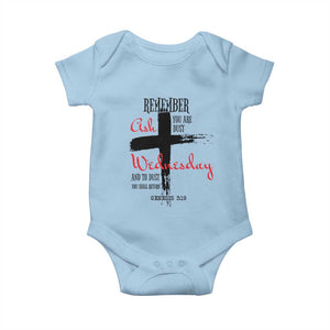 Ash Wednesday Baby Onesie Remember You are Dust And To Dust You Shall Return Genesis 3:19 TS11 Light Blue Print Your Wear