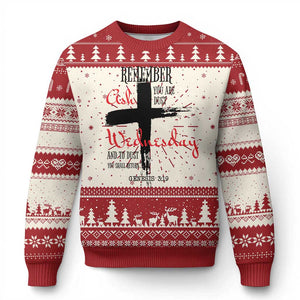 Ash Wednesday Knit Sweatshirt Remember You are Dust And To Dust You Shall Return Genesis 3:19 TS11 Red Print Your Wear