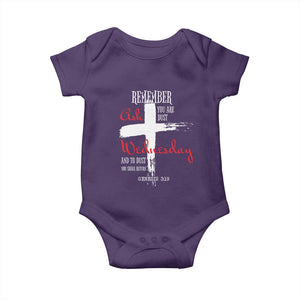 Ash Wednesday Baby Onesie Remember You are Dust And To Dust You Shall Return Genesis 3:19 Ashes Cross TS11 Purple Print Your Wear