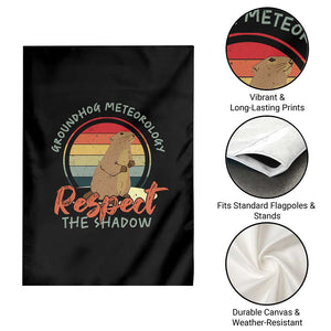 Funny Groundhog Day Garden Flag Groundhog Meteorology Respect The Shadow Vintage Retro TS11 Print Your Wear