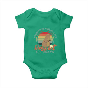 Funny Groundhog Day Baby Onesie Groundhog Meteorology Respect The Shadow Vintage Retro TS11 Irish Green Print Your Wear
