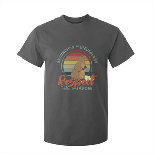 Funny Groundhog Day T Shirt For Kid Groundhog Meteorology Respect The Shadow Vintage Retro TS11 Dark Heather Print Your Wear