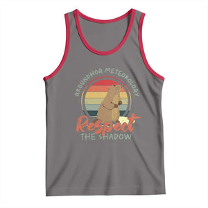 Funny Groundhog Day Tank Top Groundhog Meteorology Respect The Shadow Vintage Retro TS11 Deep Heather Red Print Your Wear