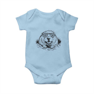 Funny Groundhog Face Woodchuck Sunglassess Baby Onesie TS11 Light Blue Print Your Wear