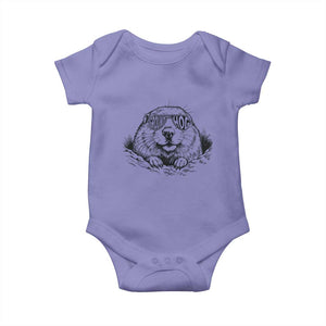 Funny Groundhog Face Woodchuck Sunglassess Baby Onesie TS11 Violet Print Your Wear