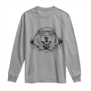 Funny Groundhog Face Woodchuck Sunglassess Long Sleeve Shirt TS11 Sport Gray Print Your Wear