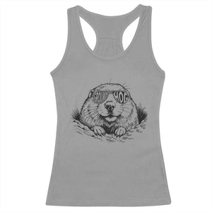 Funny Groundhog Face Woodchuck Sunglassess Racerback Tank Top TS11 Sport Gray Print Your Wear