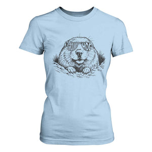 Funny Groundhog Face Woodchuck Sunglassess T Shirt For Women TS11 Light Blue Print Your Wear