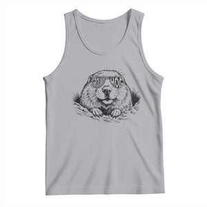 Funny Groundhog Face Woodchuck Sunglassess Tank Top TS11 Athletic Heather Print Your Wear