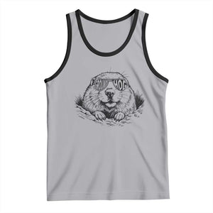 Funny Groundhog Face Woodchuck Sunglassess Tank Top TS11 Athletic Heather Black Print Your Wear